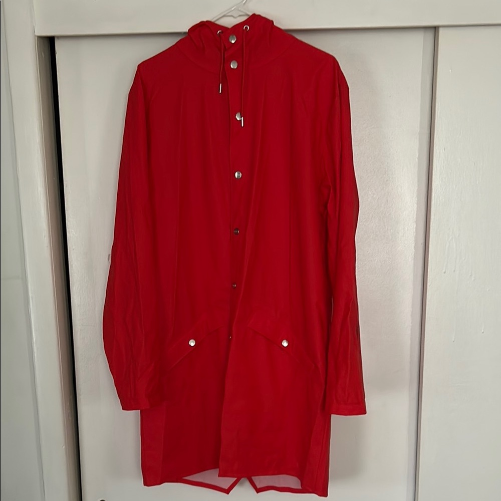Stylish Red Hooded Raincoat